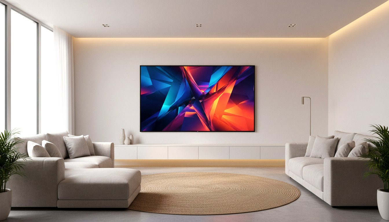 Family living room with Pay-TV entertainment